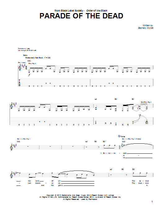 Produktgalerie: Seite 1 von 1 Parade Of The Dead, Black Label Society, Gitarre