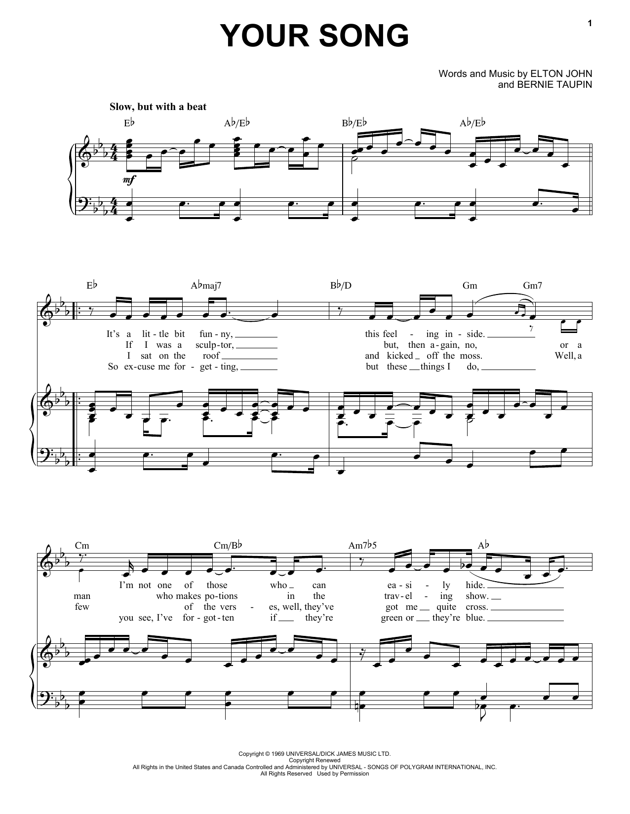 Produktgalerie: Seite 1 von 1 Your Song, Elton John, Gesang, Klavier