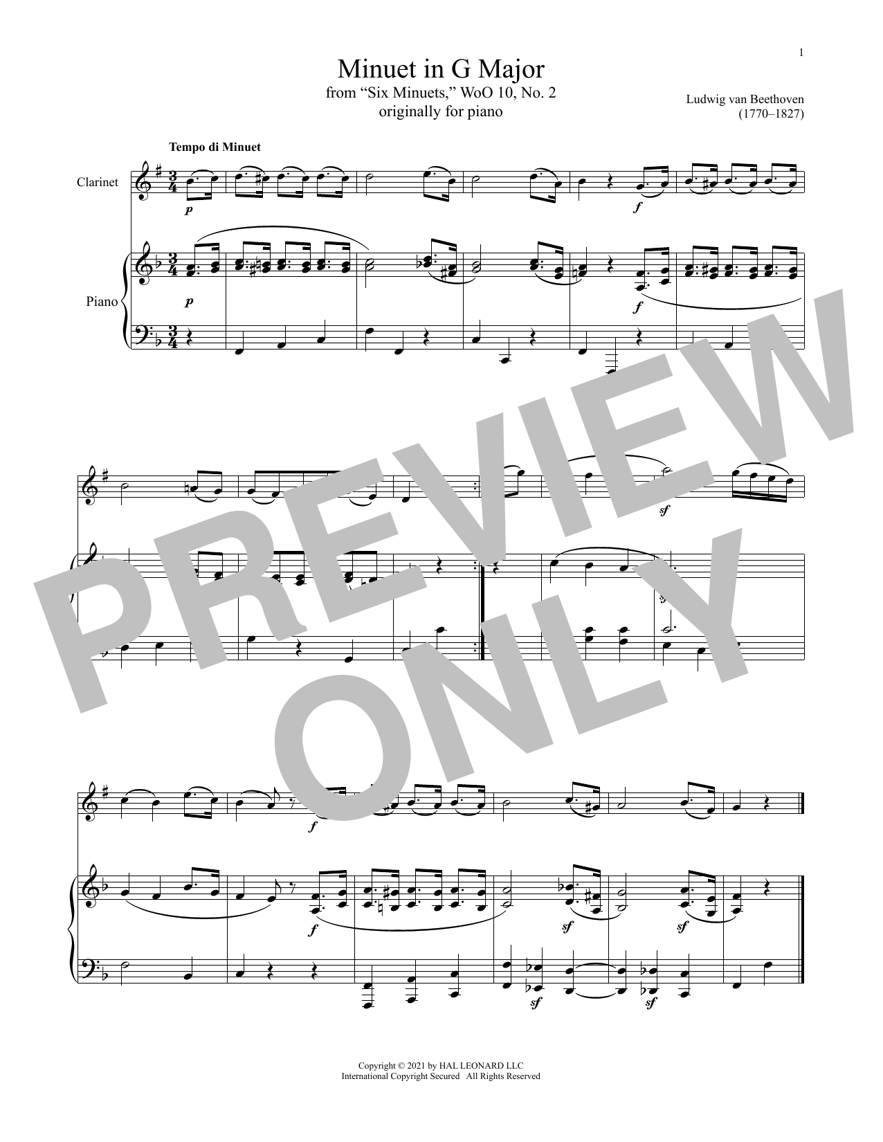 Product picture to: Minuet In G Major