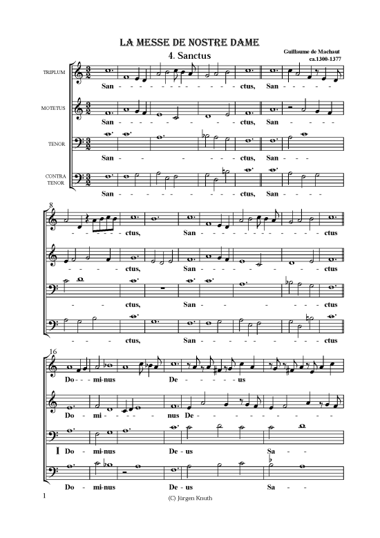 Product picture to: La Messe de Nostre Dame (4.Sanctus) Guillaume de Machautca.1300-1377