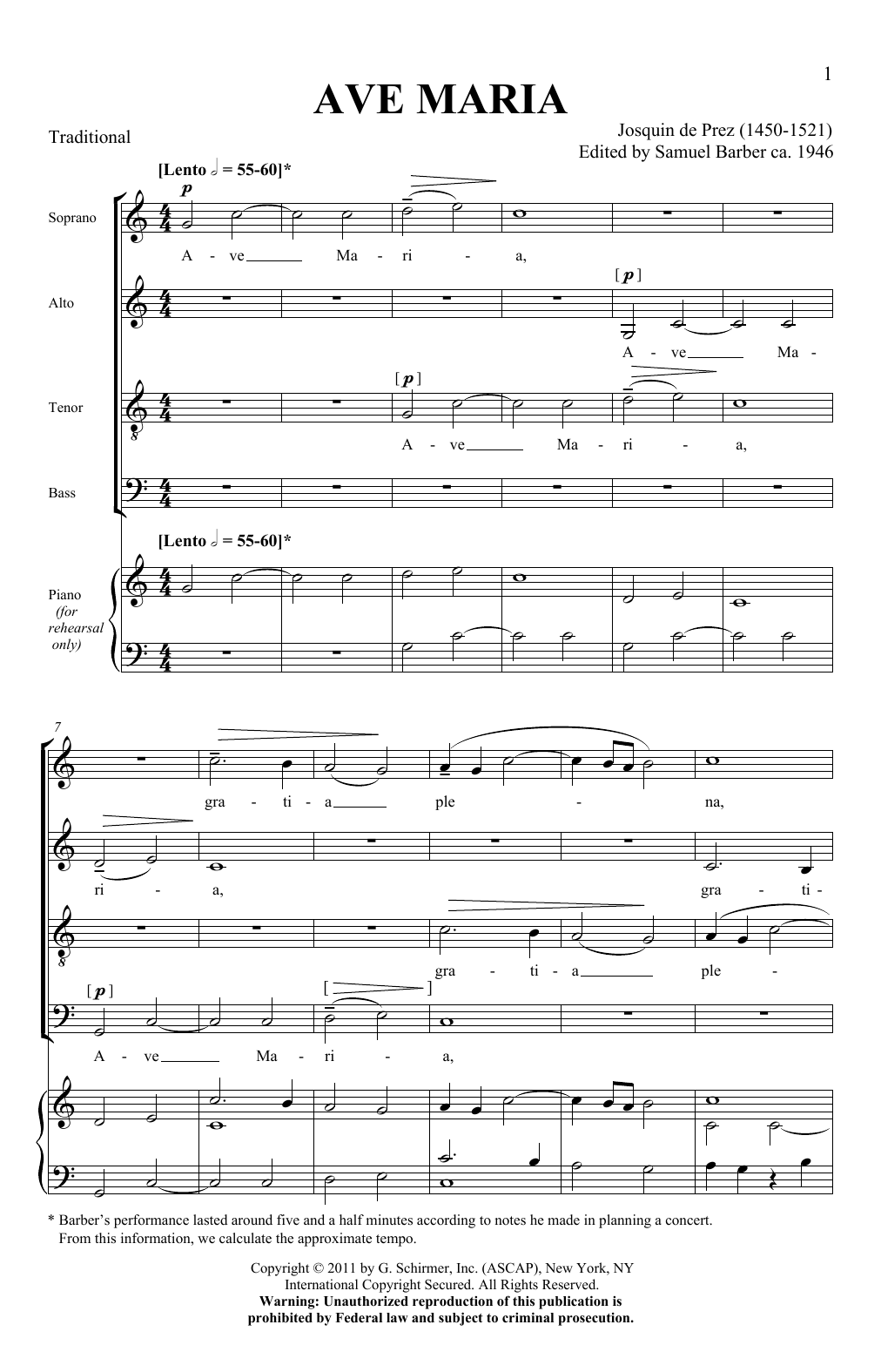 Produktbild zu: Ave Maria (ed. Samuel Barber)