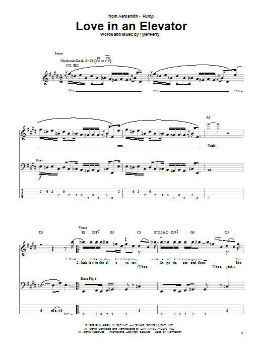 Produktgalerie: Seite 1 von 1 Love In An Elevator, Aerosmith, E-Bass