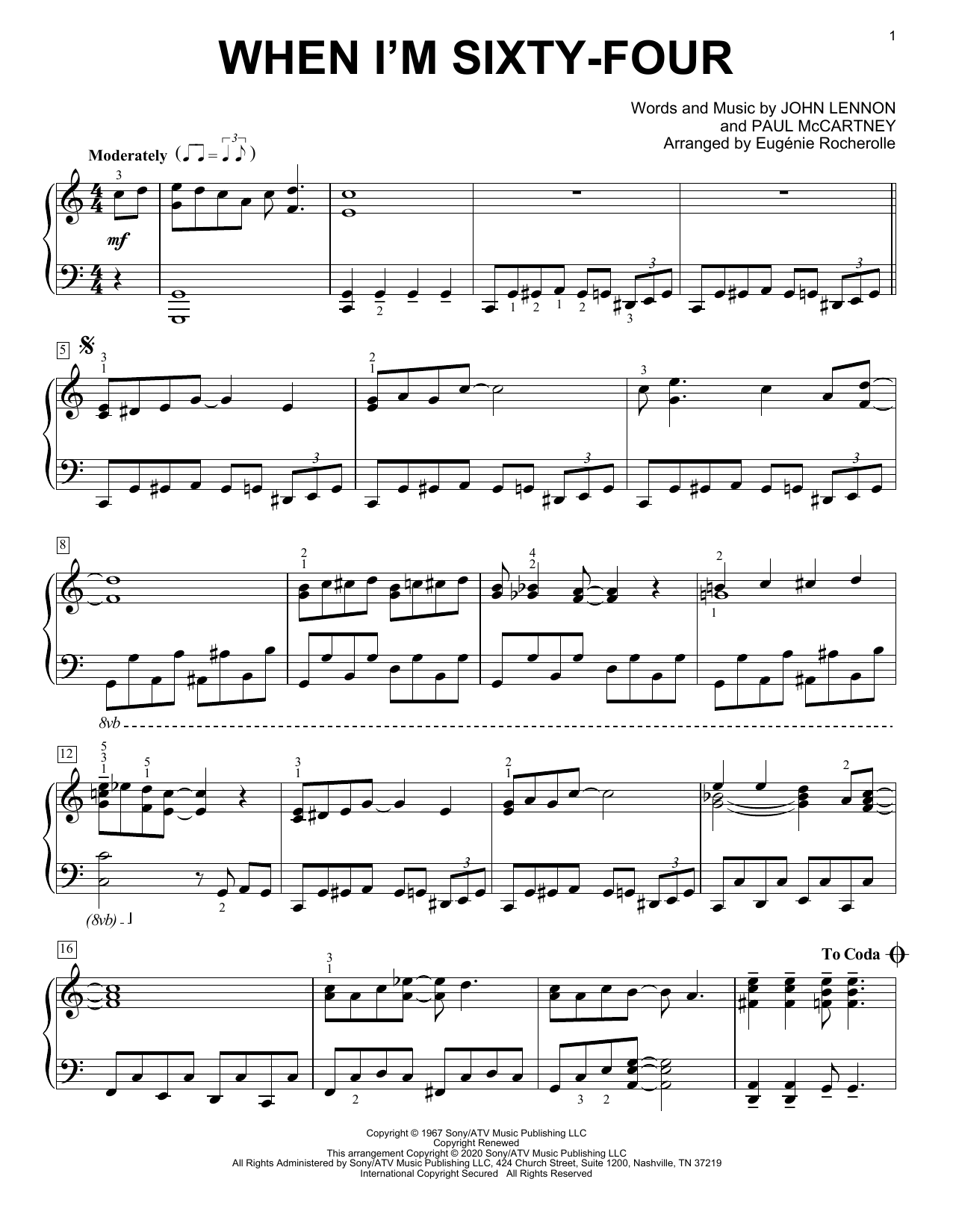 Product gallery: Page 1 of 1 When I'm Sixty-Four [Boogie-woogie version] (arr. Eugénie Rocherolle), The Beatles