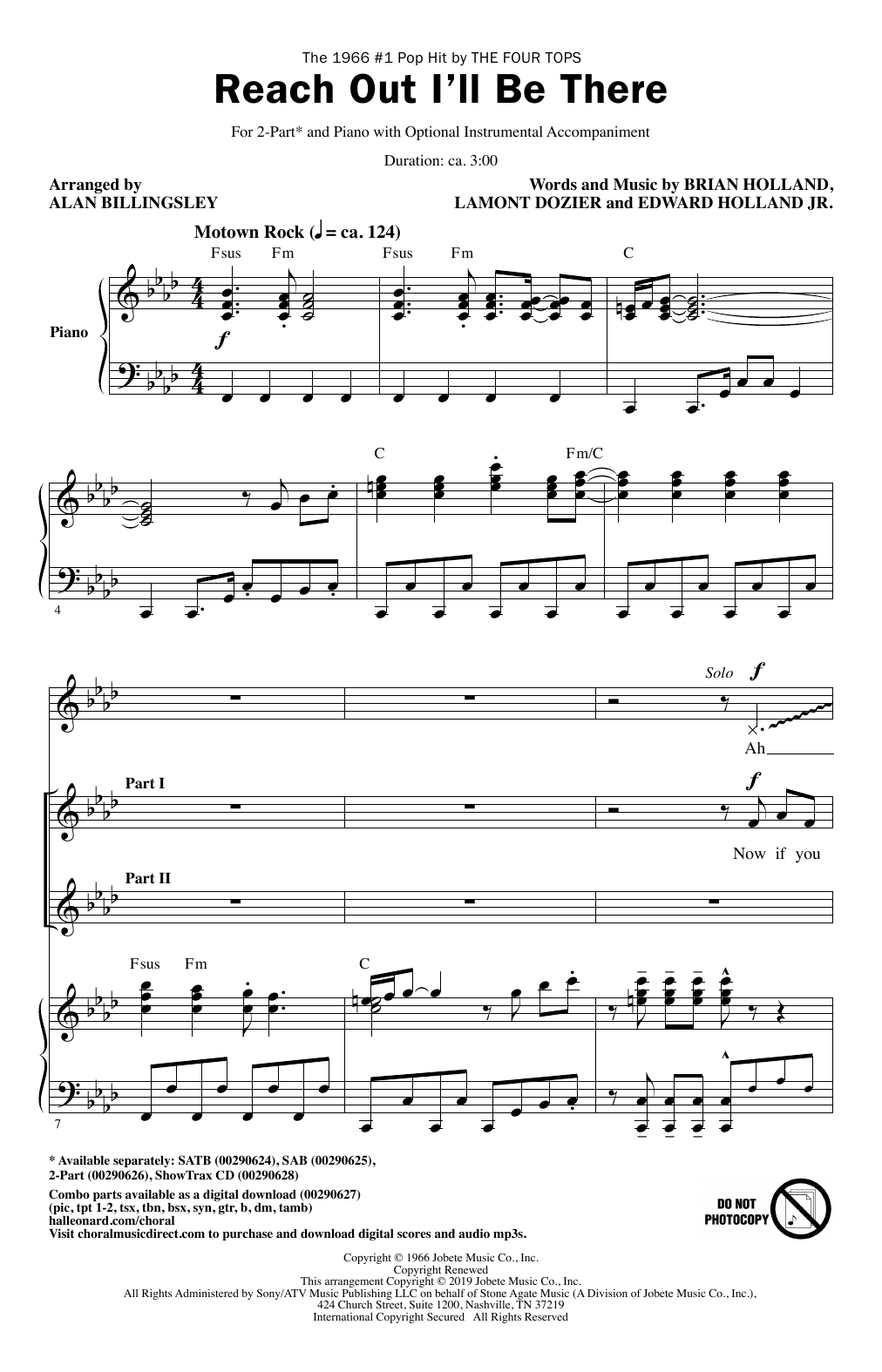 Produktbild zu: Reach Out I'll Be There (arr. Alan Billingsley)