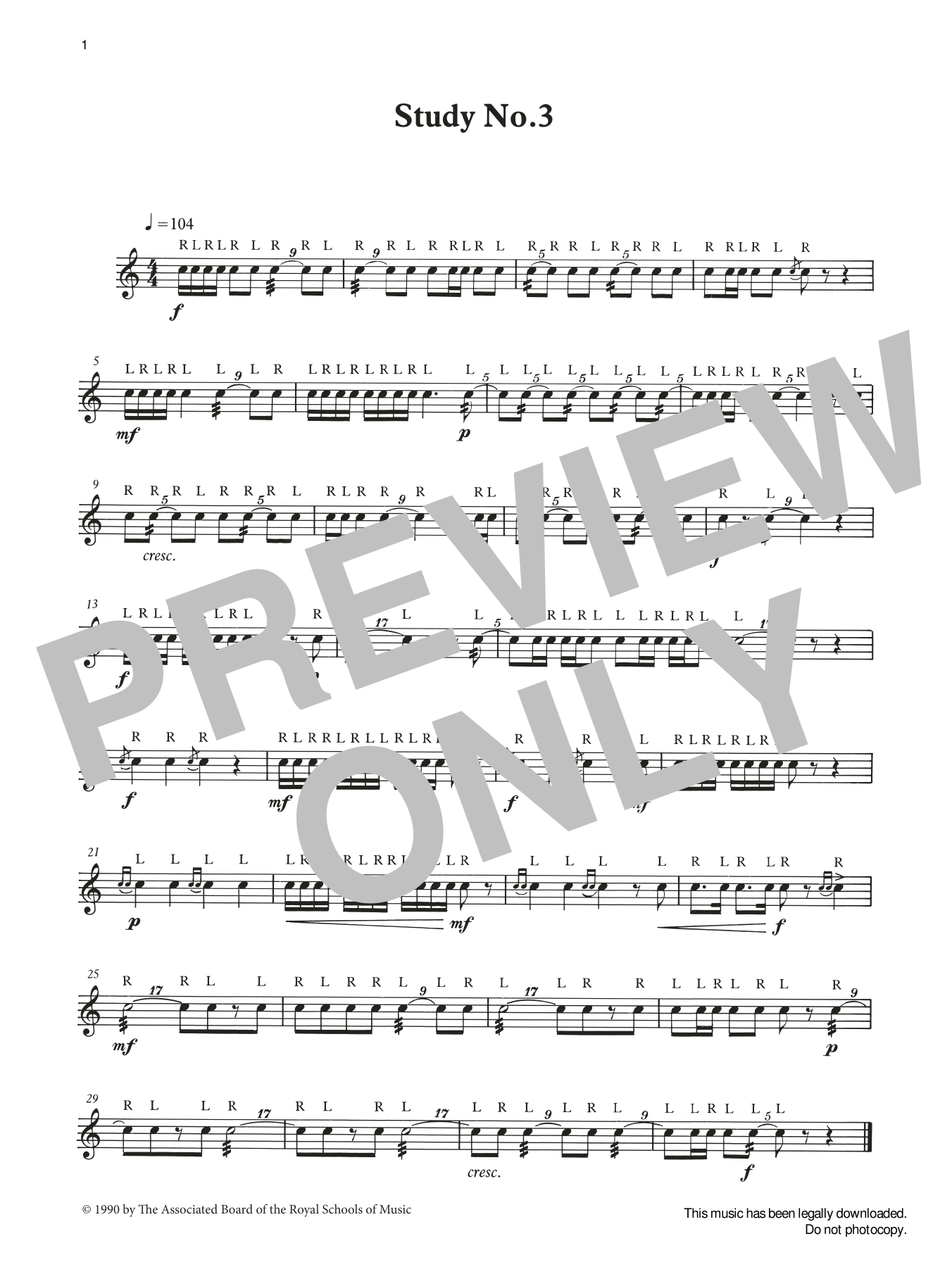 Product gallery: Page 1 of 1 Study No.3 from Graded Music for Snare Drum, Book II, Ian Wright and Kevin Hathaway