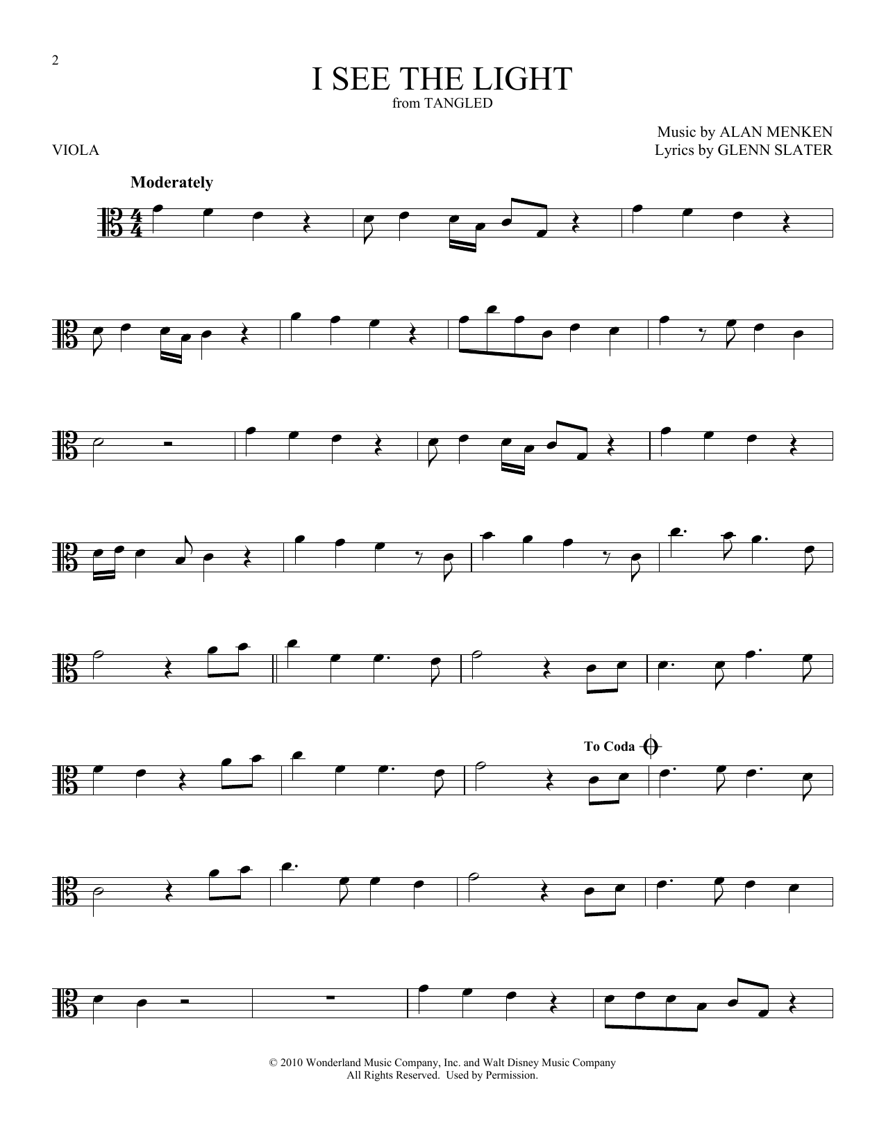 Produktgalerie: Seite 1 von 1 I See The Light (from Tangled), Alan Menken, Viola