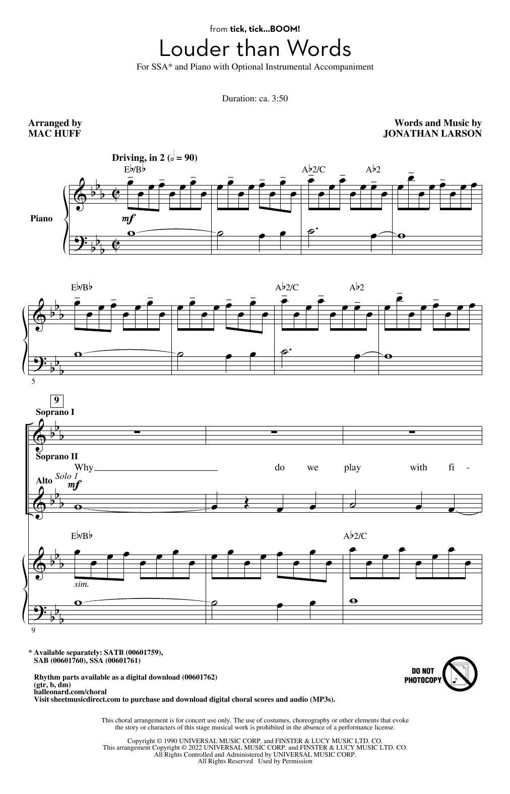 Produktgalerie: Seite 1 von 1 Louder Than Words (from tick, tick... BOOM!) (arr. Mac Huff), Jonathan Larson, Chor