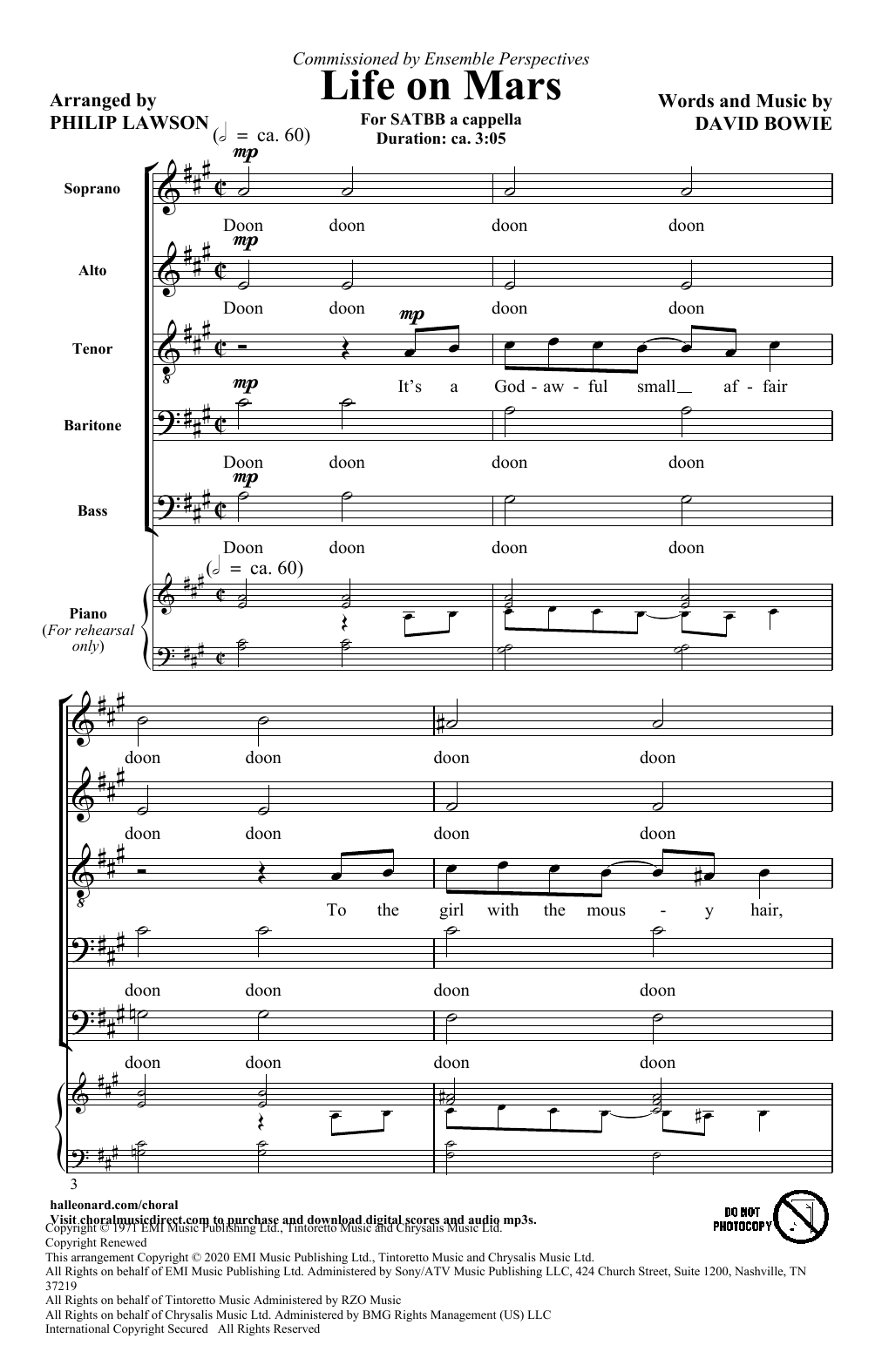 Produktgalerie: Seite 1 von 1 Life On Mars (arr. Philip Lawson), David Bowie, Chor