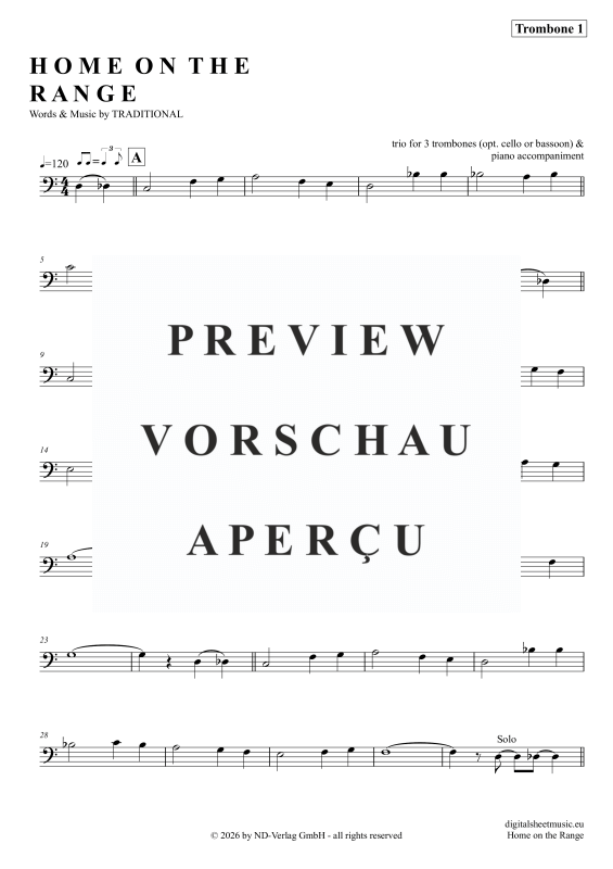 gallery: Home On The Range, American Folk Song, (Posaunen Trio + Klavier)