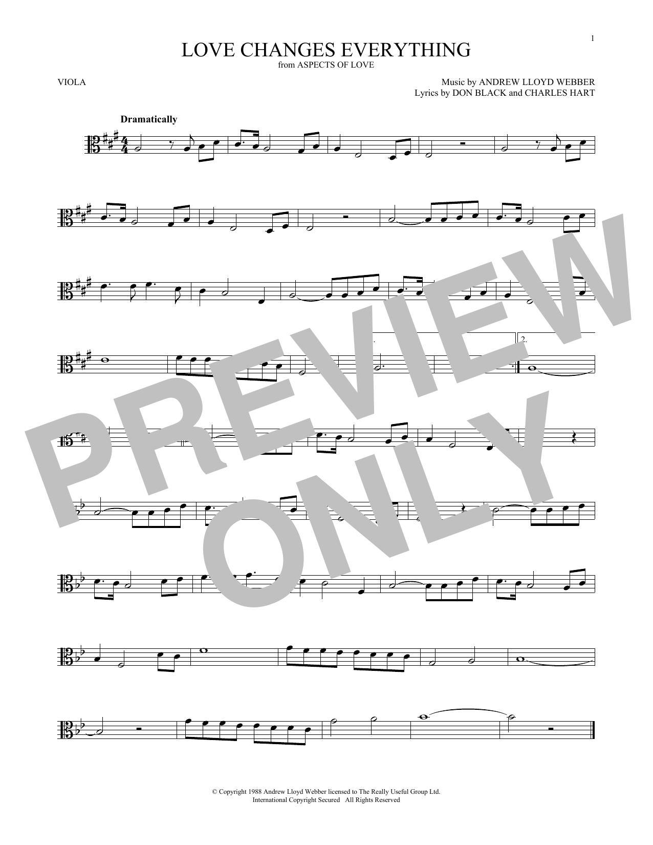 Product gallery: Page 1 of 1 Love Changes Everything (from Aspects of Love), Andrew Lloyd Webber