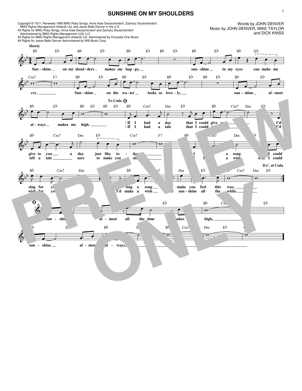 Produktgalerie: Seite 1 von 1 Sunshine On My Shoulders, John Denver