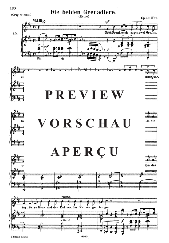 Product gallery: Page 2 of 5 Die beiden Grenadiere, Op.49 No.1, , High Voice and Piano