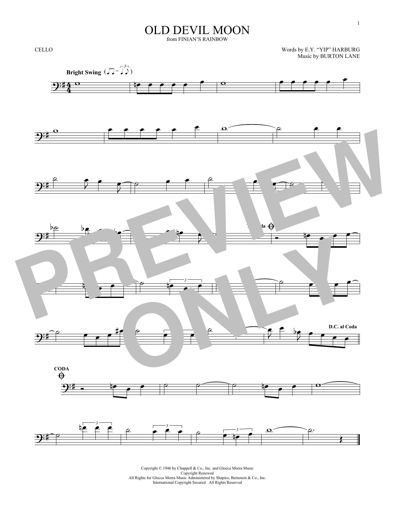 Produktgalerie: Seite 1 von 1 Old Devil Moon, Burton Lane, Violoncello