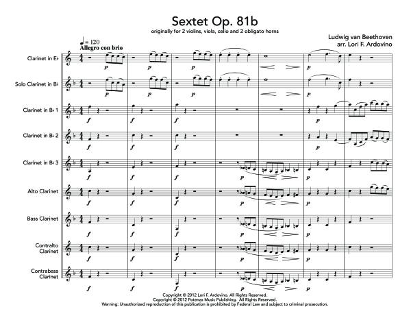Produktgalerie: Seite 1 von 11 Sextet, Op. 81b, , (Klarinettenchor)