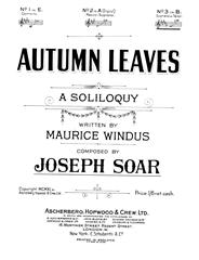 cover: Autumn Leaves, Joseph Soar, Gesang, Klavier