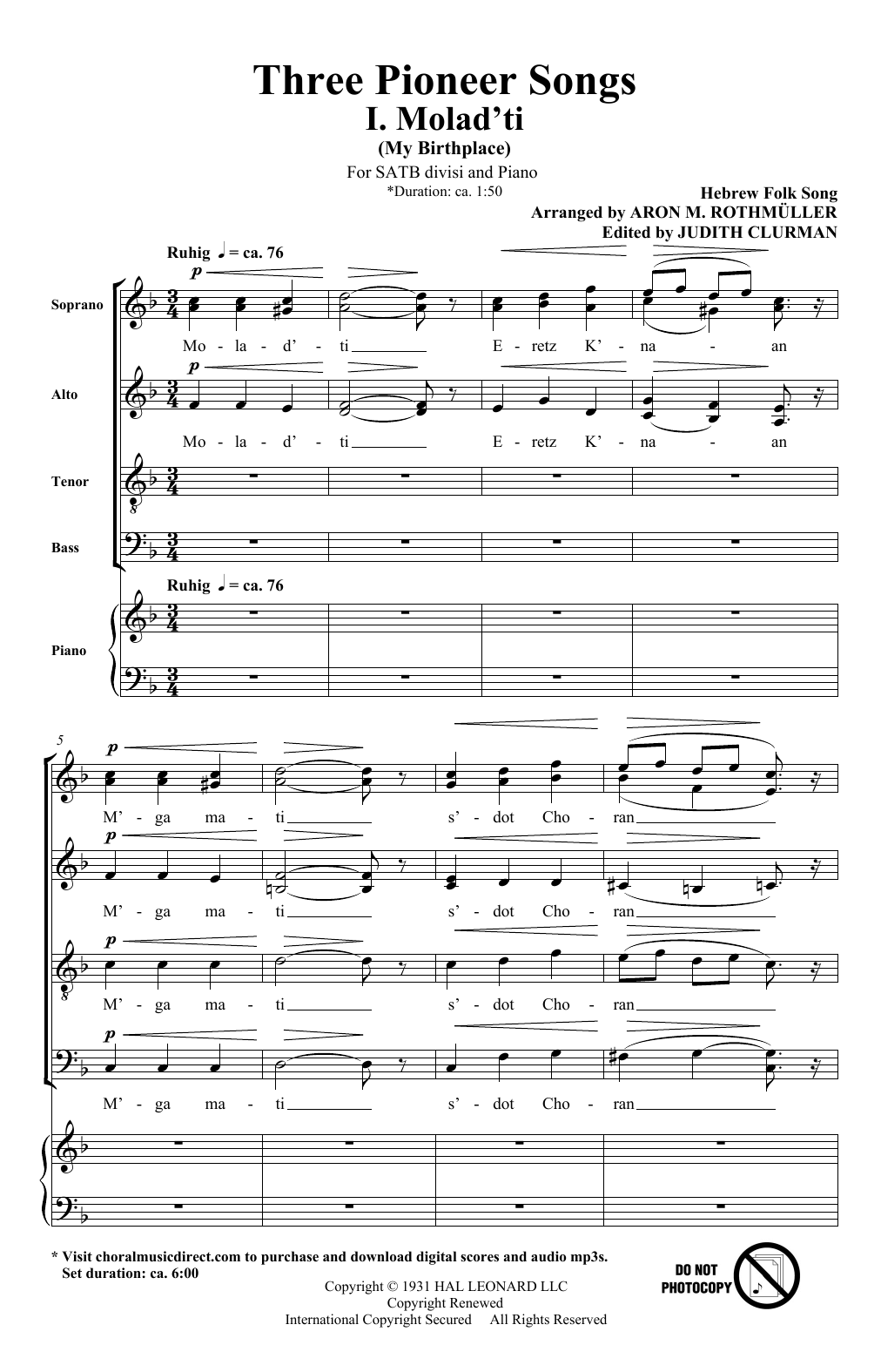 Product picture to: Three Pioneer Songs
