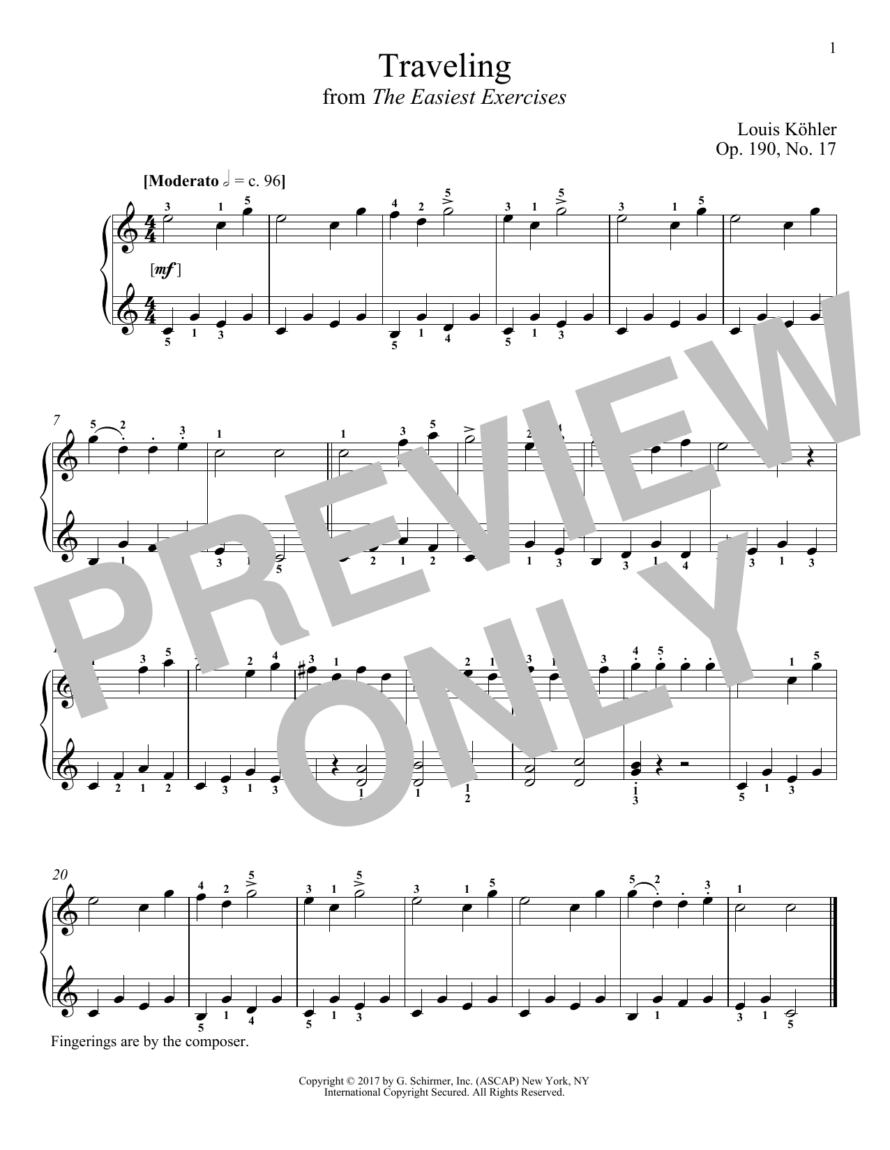 Product gallery: Page 1 of 1 Traveling, Op. 190, No. 17, Louis Kohler