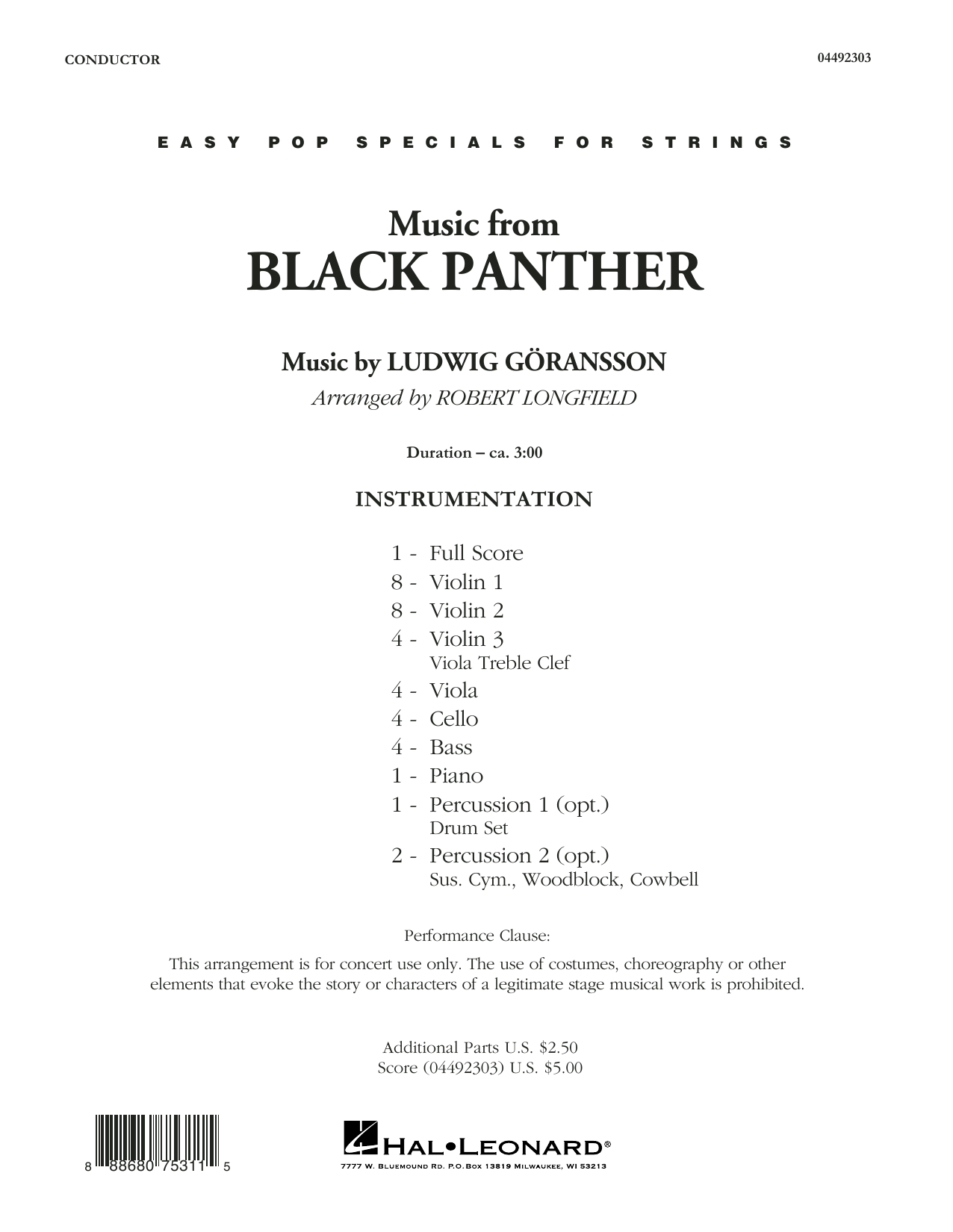 Produktbild zu: Music from Black Panther (arr. Robert Longfield) - Conductor Score (Full Score)
