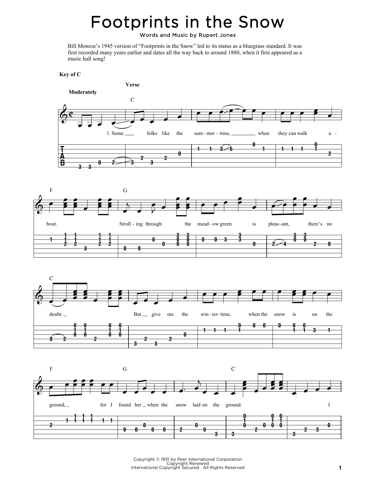 Produktgalerie: Seite 1 von 1 Footprints In The Snow (arr. Fred Sokolow), Bill Monroe, Gitarre