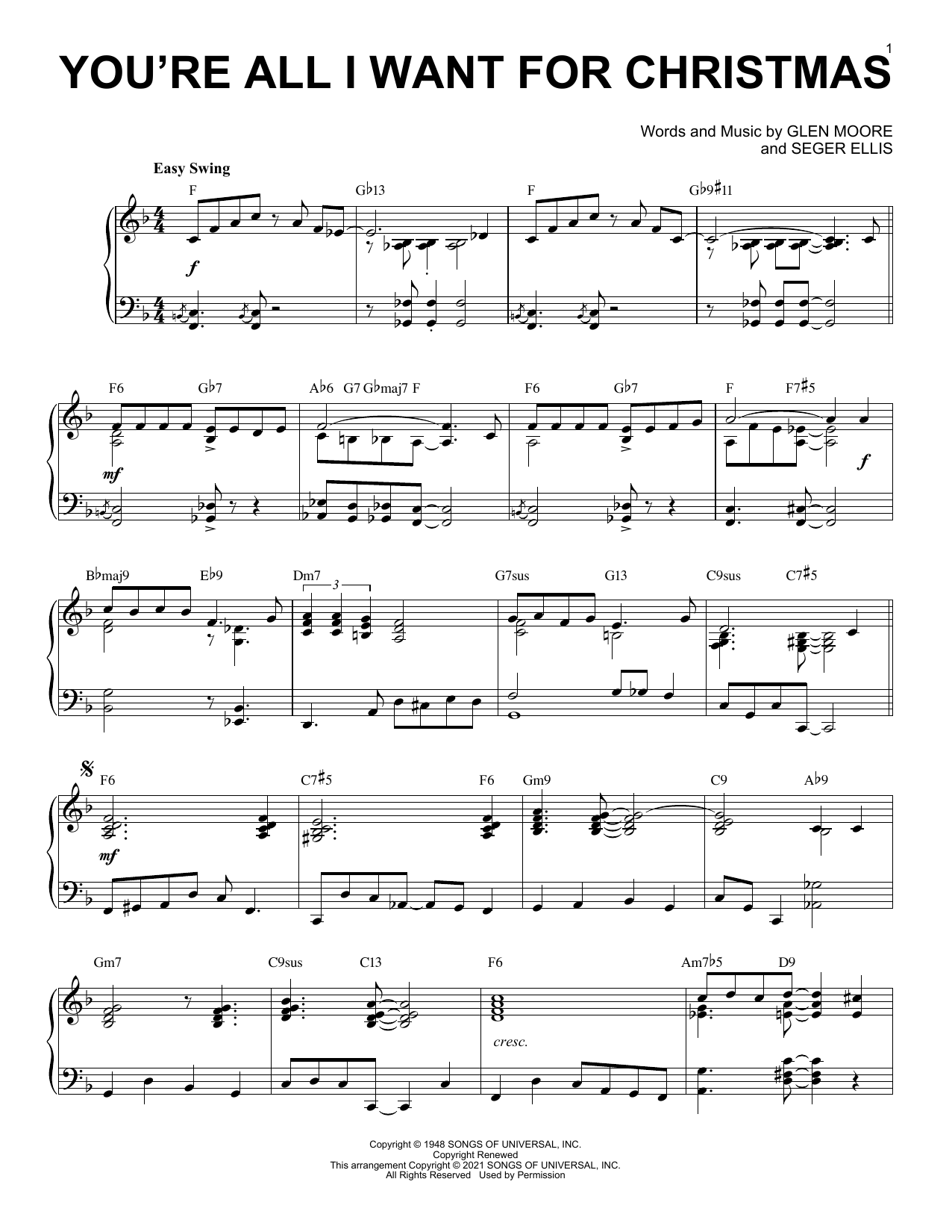 Product picture to: You're All I Want For Christmas [Jazz version] (arr. Brent Edstrom)