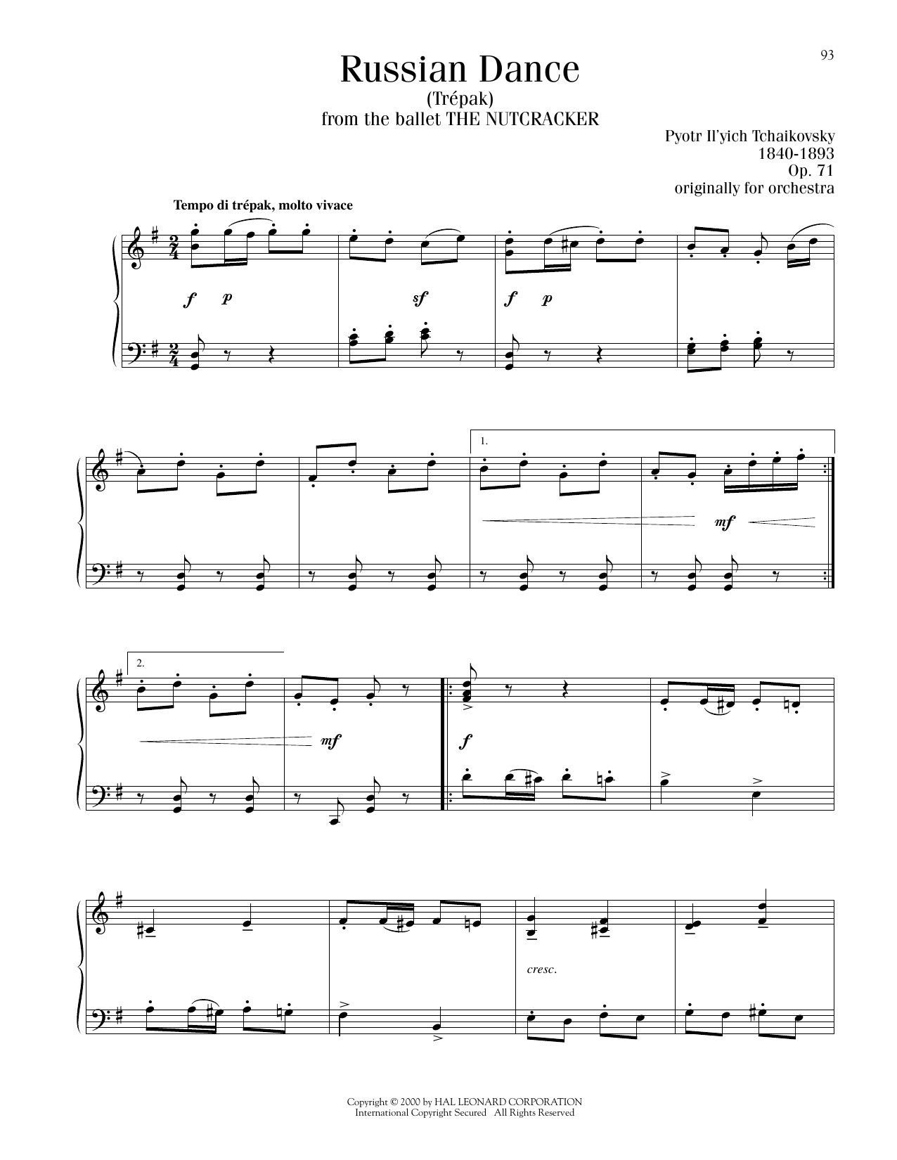 Product picture to:  Russian Dance ("Trepak"), Op. 71a - Pyotr Il'yich Tchaikovsky