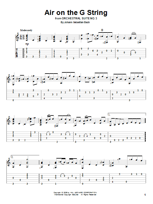 Produktgalerie: Seite 1 von 1 Air On The G String, Johann Sebastian Bach, Gitarre