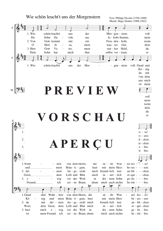 Produktgalerie: Seite 2 von 8 Wie schön leucht´t uns der Morgenstern, , Gemischter Chor + Instr. Vor-Zwischen-Nachspiel