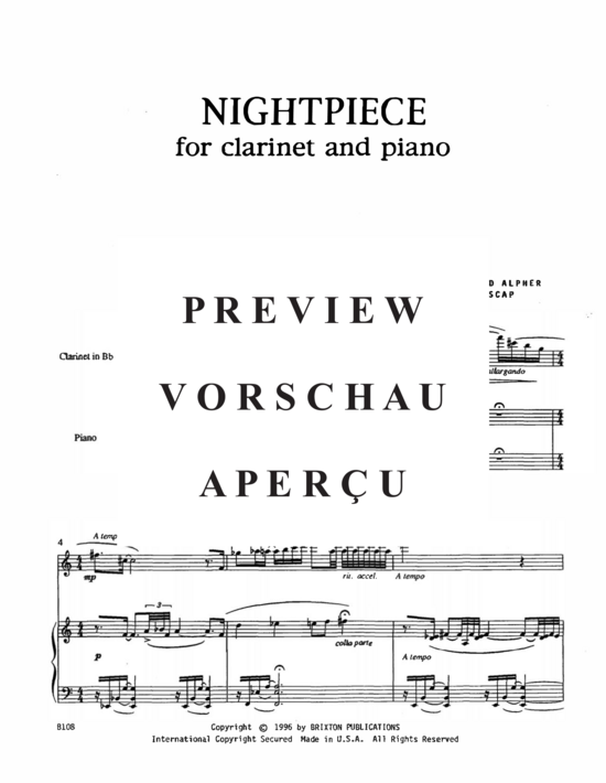 Product gallery: Page 3 of 18 Nightpiece , , (clarinet + piano)