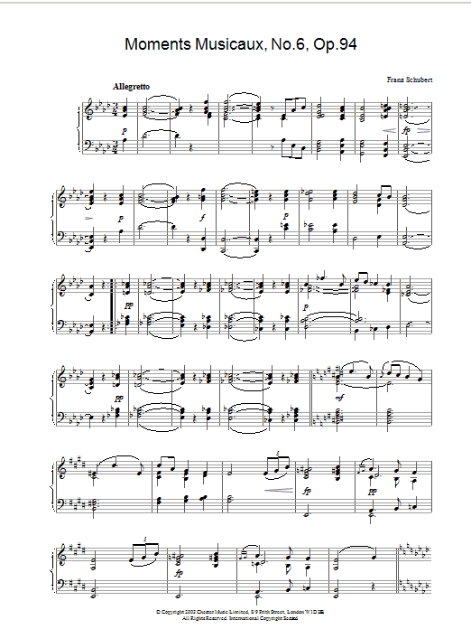 Product gallery: Page 1 of 1 Moments Musicaux, No.6, Op.94, Franz Schubert