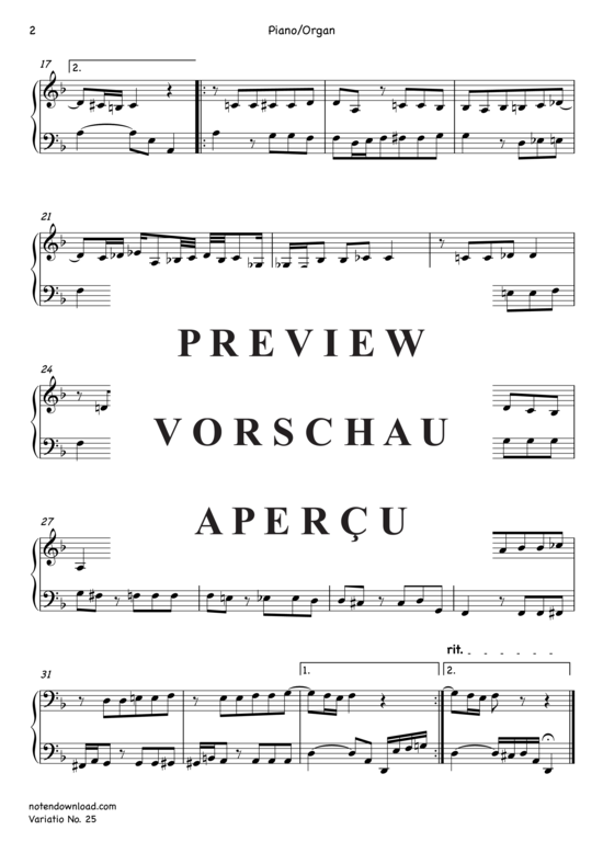 Produktgalerie: Seite 9 von 9 Variatio Nr. 25 (Goldberg-Variationen) , ,  (Trompete in B + Klavier/Orgel)