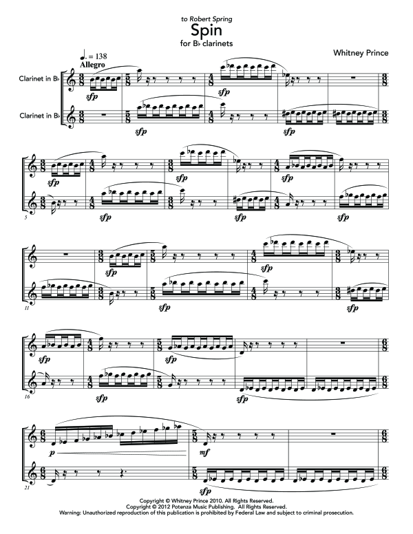 Product gallery: Page 1 of 11 Spin, , (Clarinet Duo)