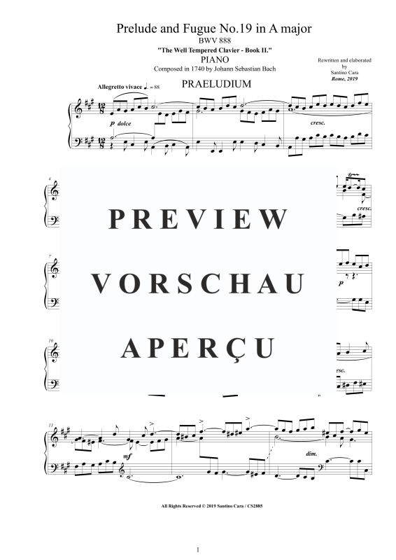 Product gallery: Page 2 of 6 Prelude and Fugue No. 19 in A major BWV 888, , Solo Piano