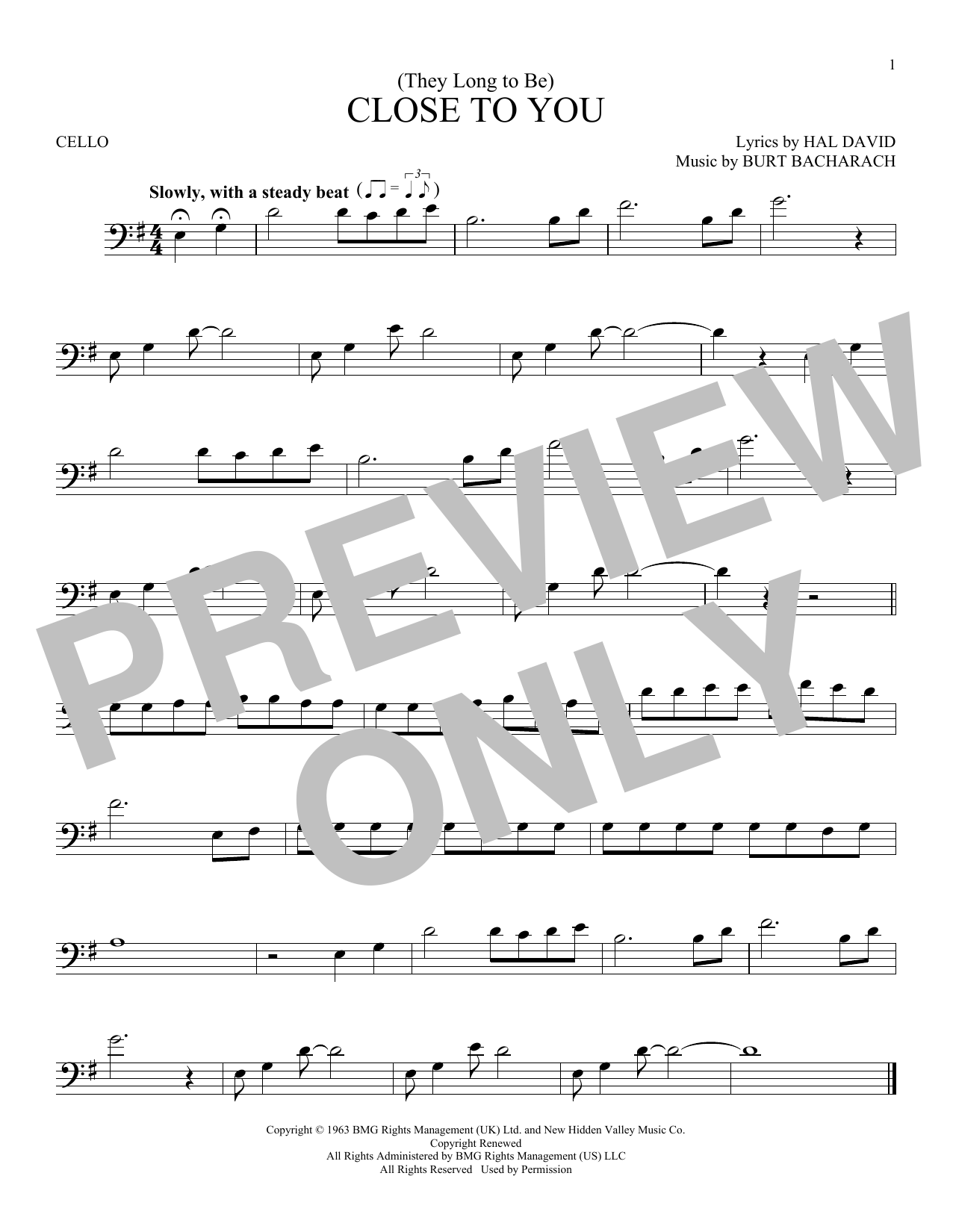 Produktgalerie: Seite 1 von 1 (They Long To Be) Close To You, The Carpenters, Violoncello