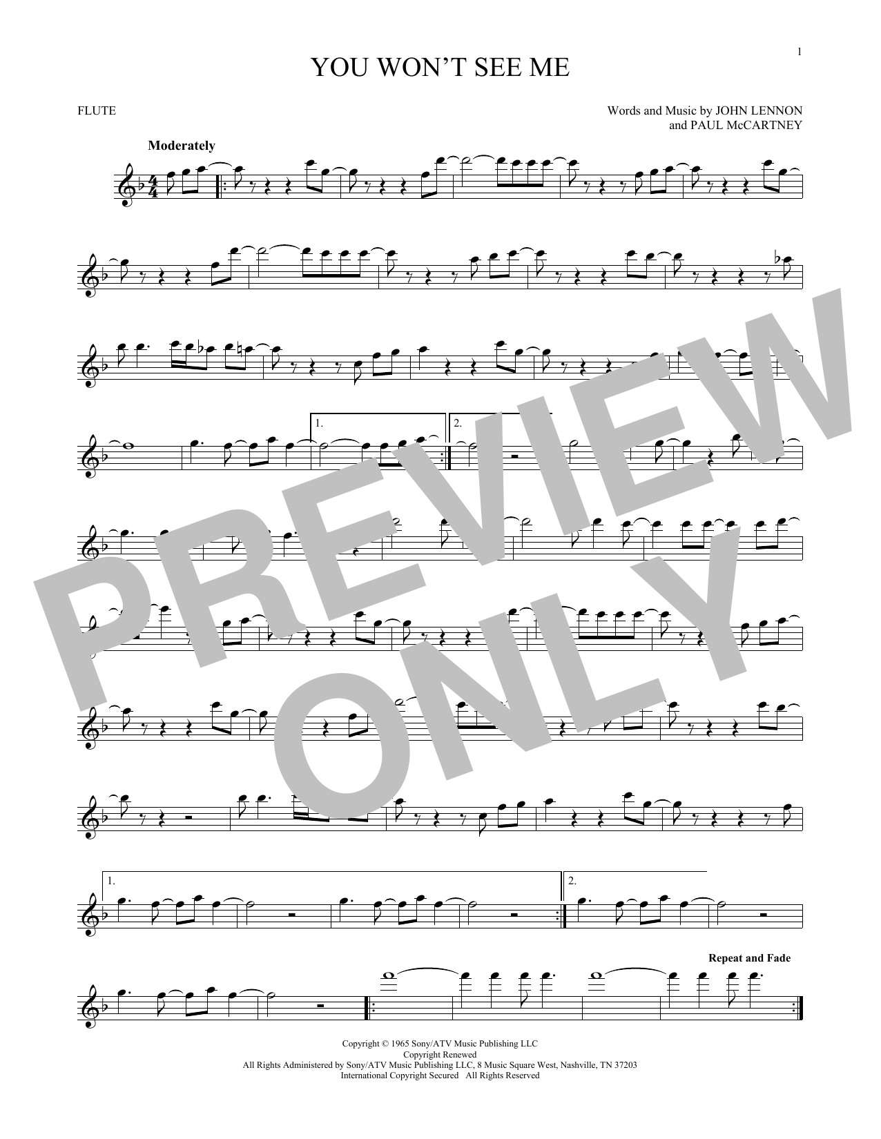 Product gallery: Page 1 of 1 You Won't See Me, The Beatles