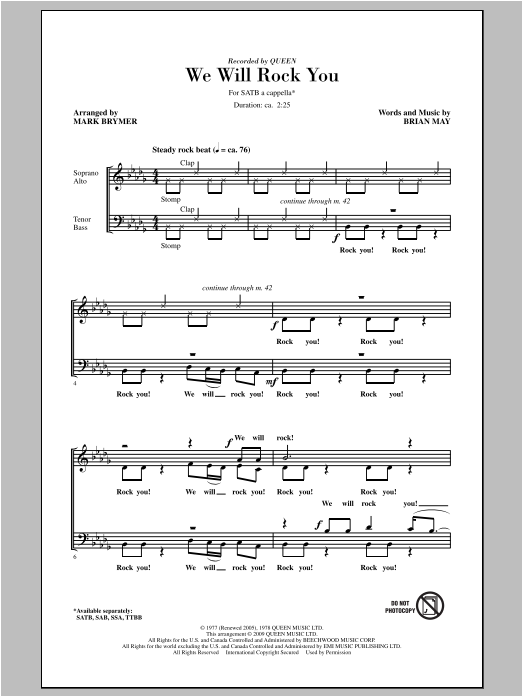 Produktbild zu: We Will Rock You (arr. Mark Brymer)
