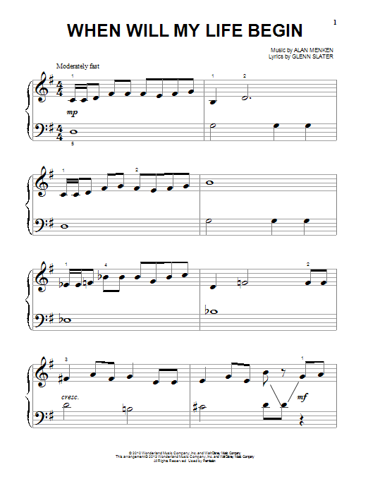 Produktgalerie: Seite 1 von 1 When Will My Life Begin? (from Tangled), Mandy Moore, Klavier