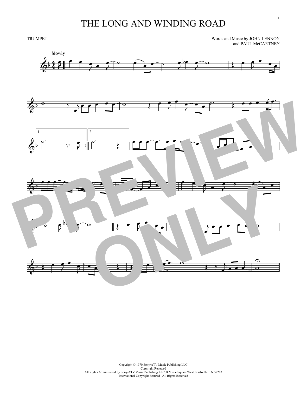 Produktgalerie: Seite 1 von 1 The Long And Winding Road, The Beatles, Trompete