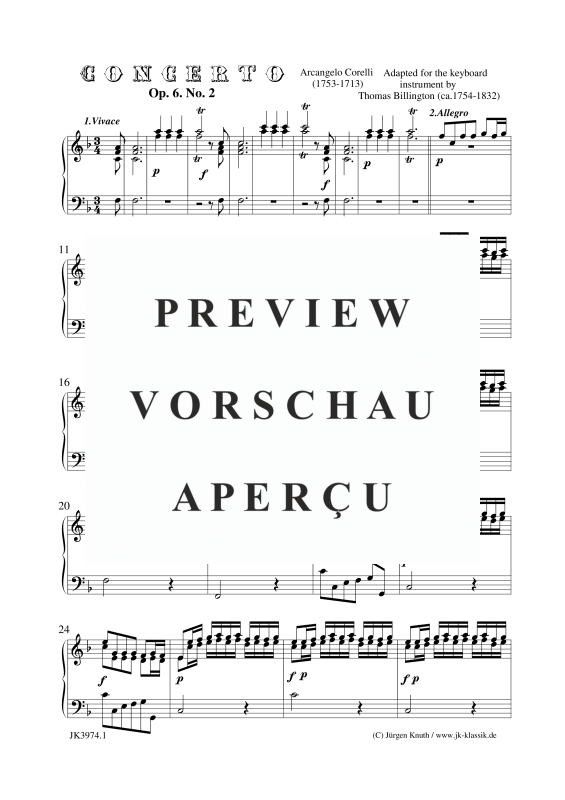 gallery: Concerto Op. 6. No. 2, , (Klavier/Cembalo Solo)