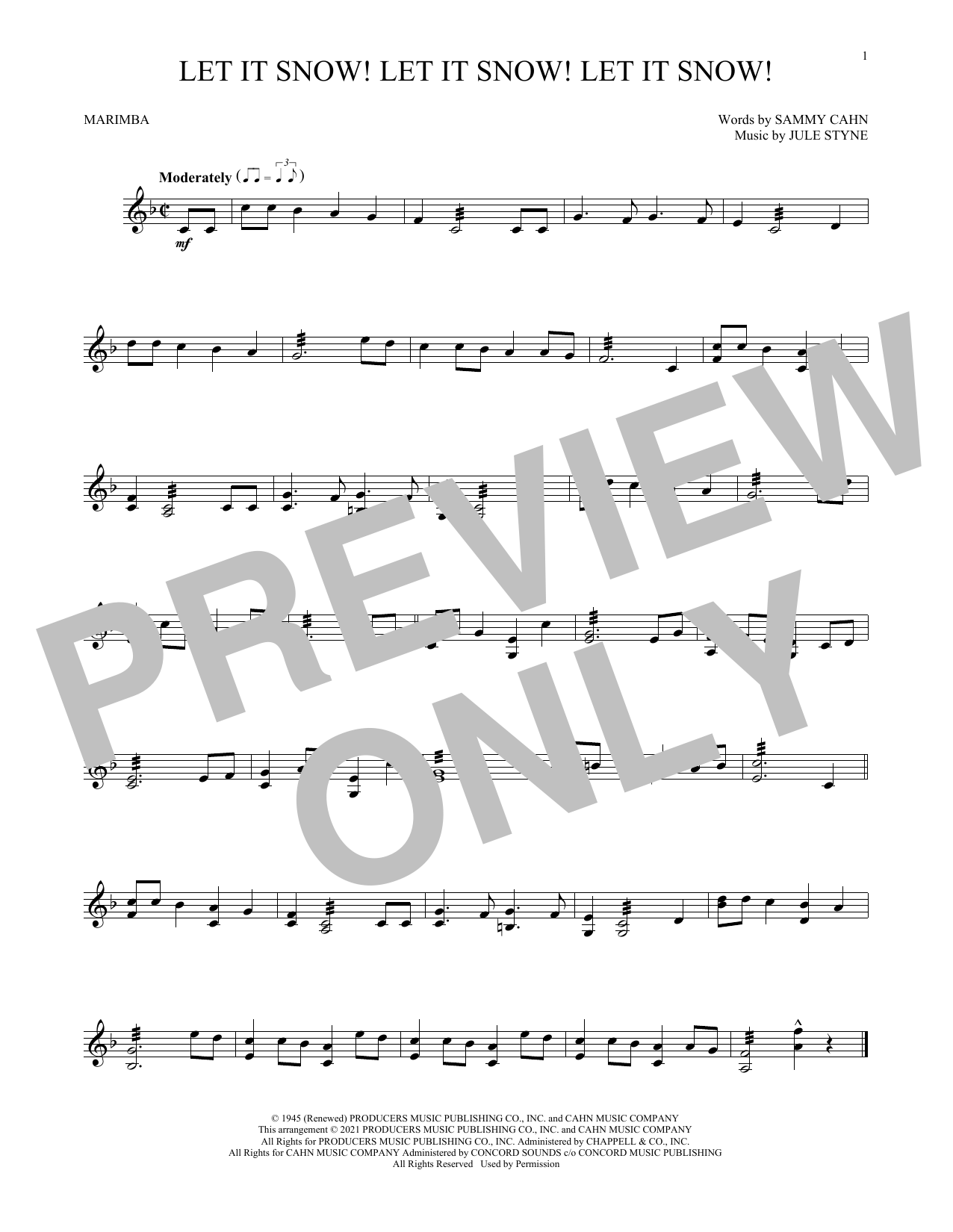 Produktgalerie: Seite 1 von 1 Let It Snow! Let It Snow! Let It Snow!, Sammy Cahn, Marimba