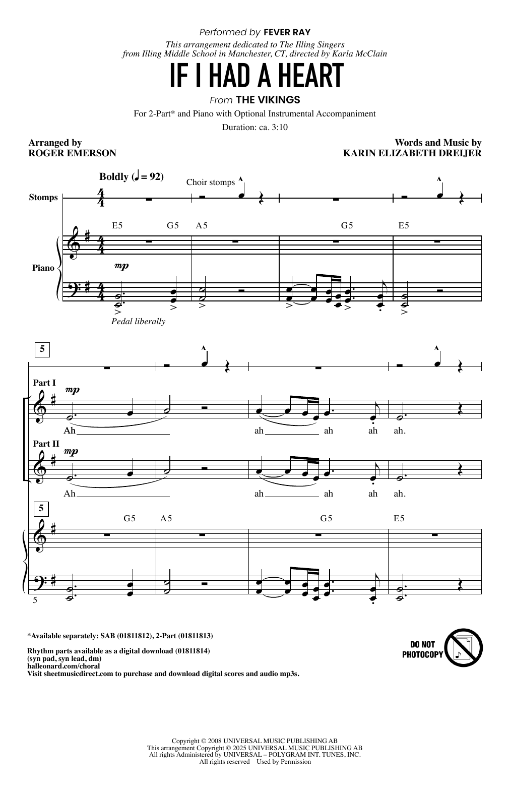 Produktbild zu: If I Had A Heart (arr. Roger Emerson)