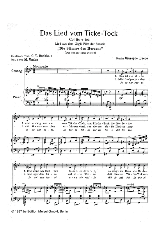 Produktbild zu: Das Lied vom Ticke-Tock (Col tic e toc)aus: Die Stimme des Herzens (Film)