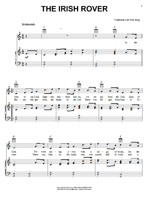 Produktgalerie: Seite 1 von 1 The Irish Rover, Irish Folksong, Gesang, Gitarre, Klavier