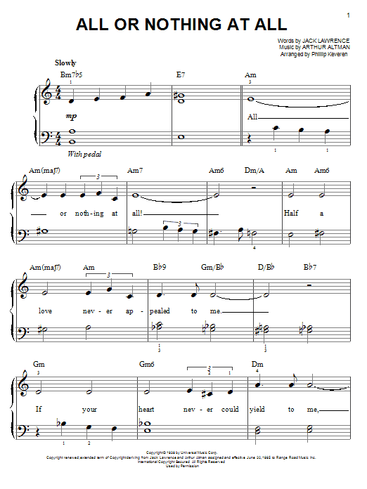 Product picture to: All Or Nothing At All (arr. Phillip Keveren)