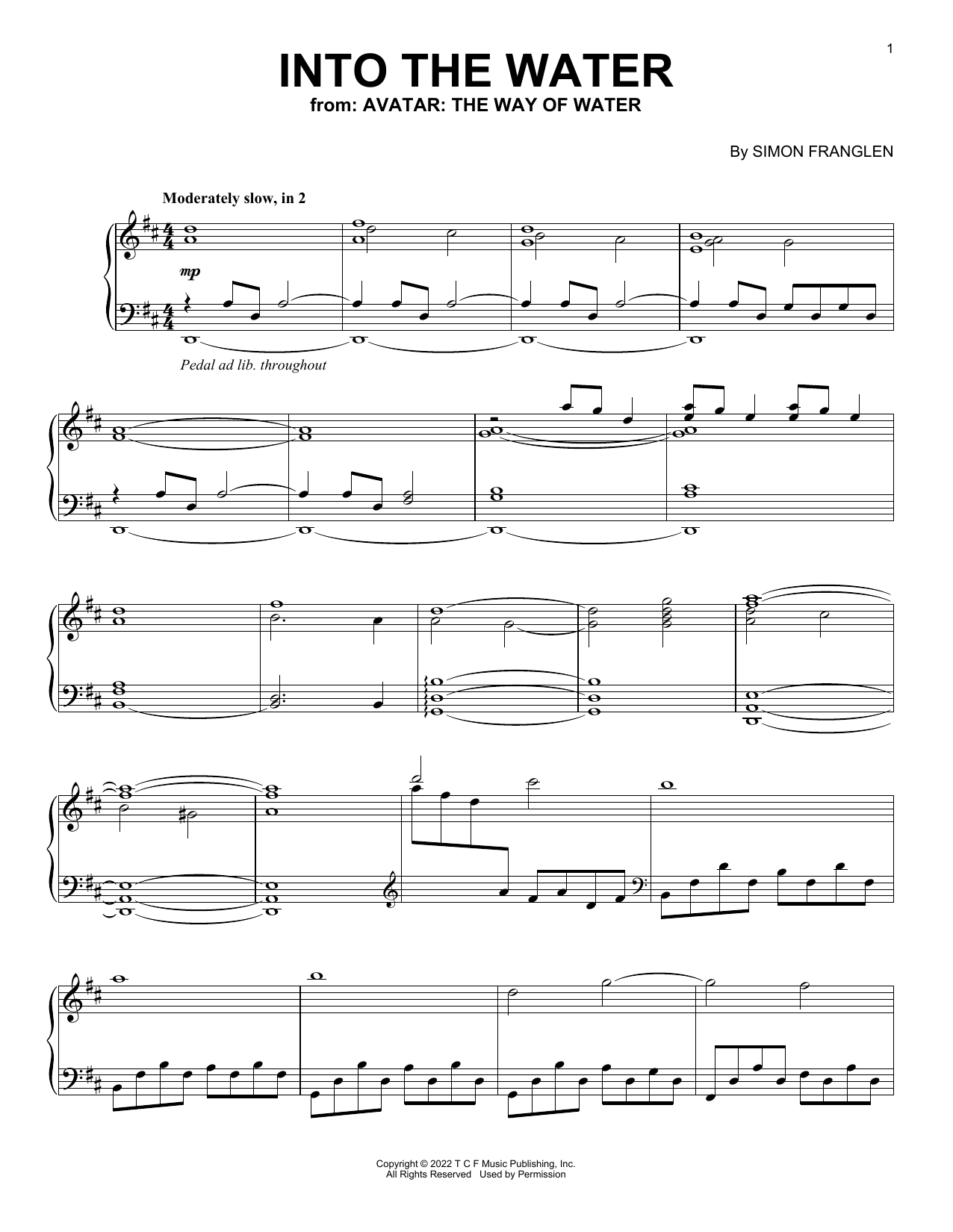 Produktbild zu: Into The Water (from Avatar: The Way Of Water)