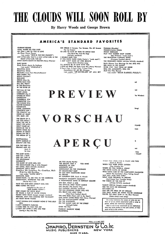 Produktgalerie: Seite 3 von 8 The Clouds Will Soon Roll By , Popular Standard, Klavier und Gesang