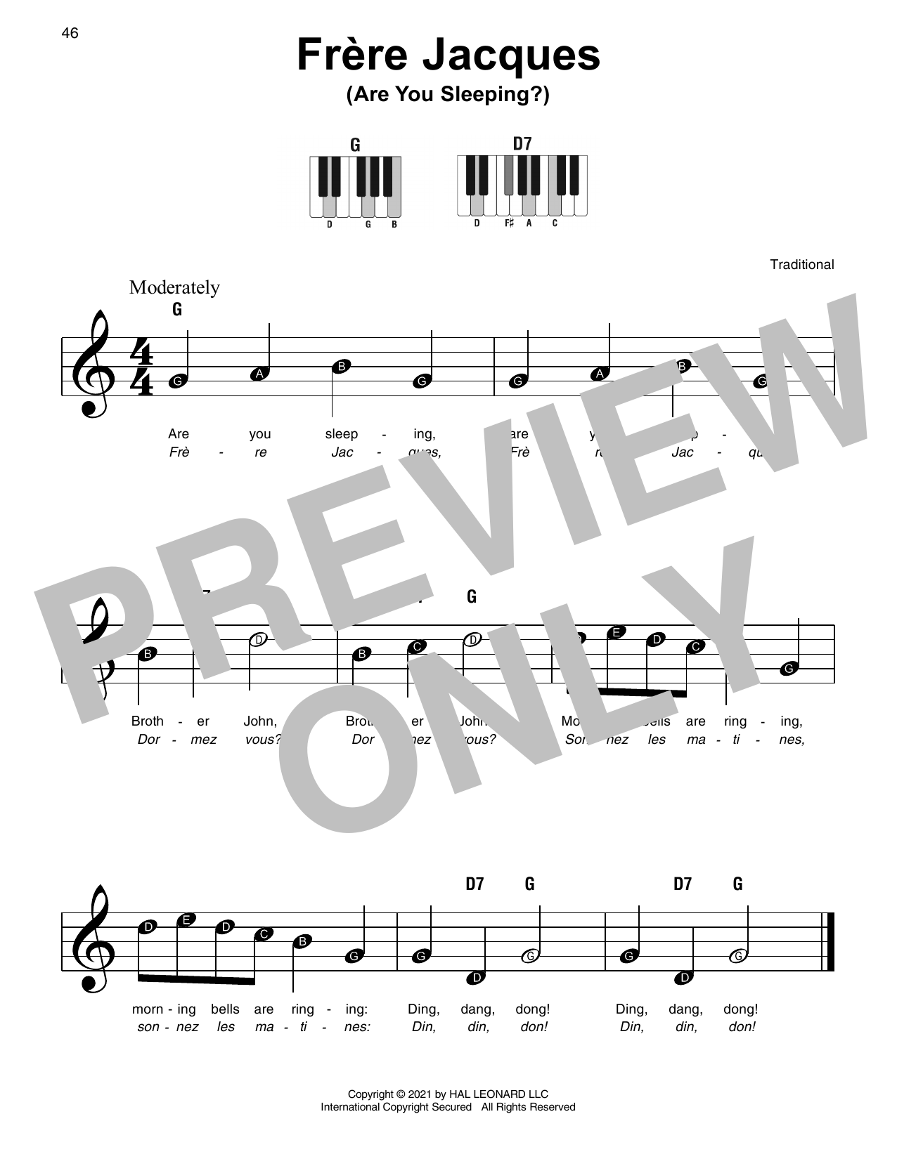 Produktgalerie: Seite 1 von 1 Frere Jacques (Are You Sleeping?), Traditional, Klavier