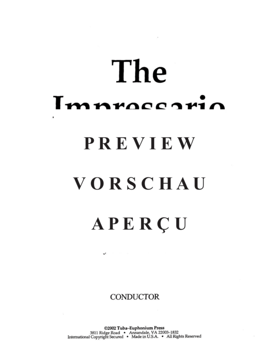 Product gallery: Page 3 of 21 Impresario Overture, The , , (Tuba Quintet EEETT)