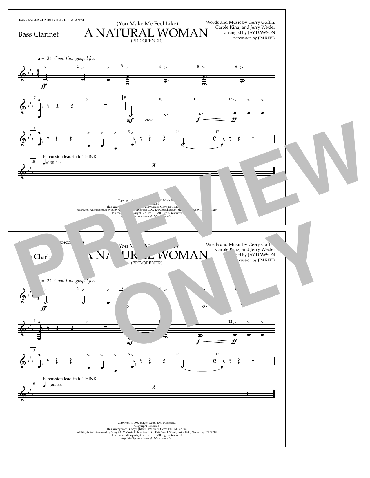 Product picture to: (You Make Me Feel Like) A Natural Woman (Pre-Opener) (arr. Jay Dawson) - Bass Clarinet