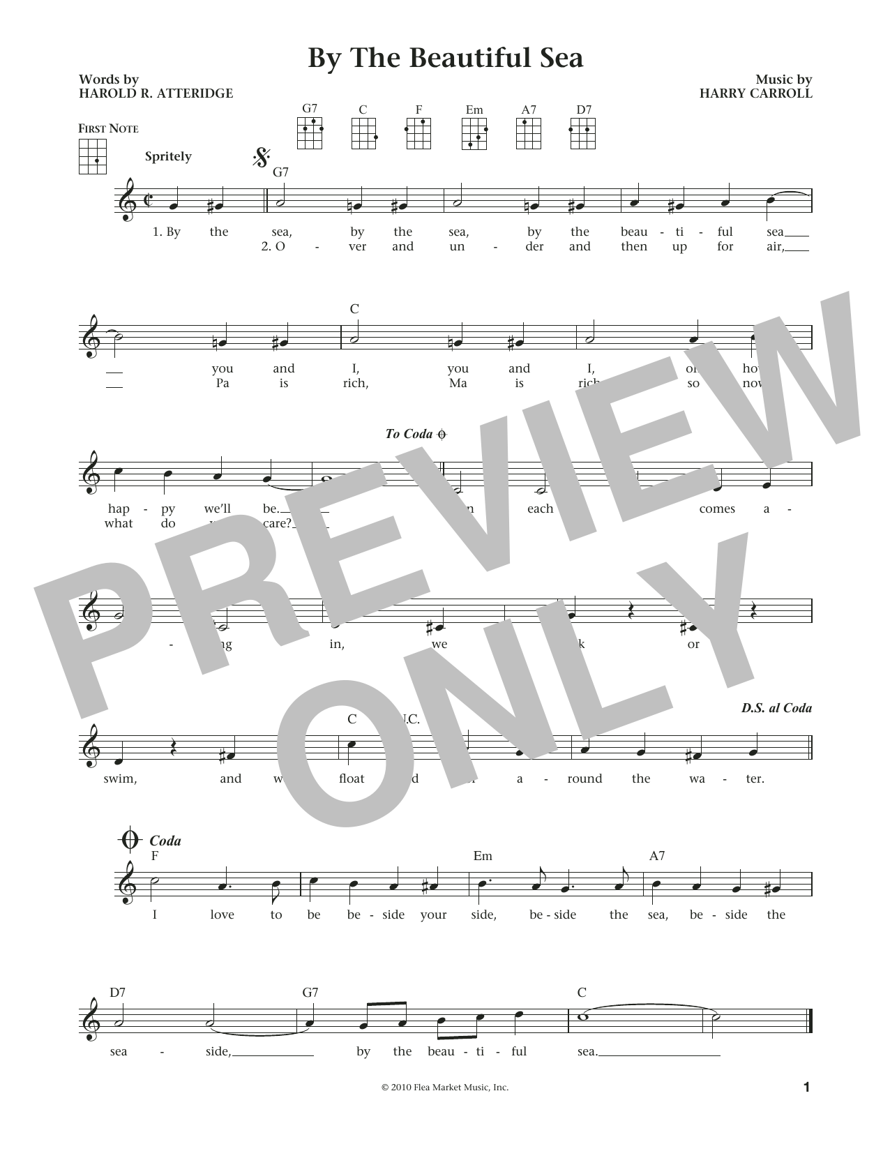 Product gallery: Page 1 of 1 By The Beautiful Sea (from The Daily Ukulele) (arr. Liz and Jim Beloff), Harold R. Atteridge