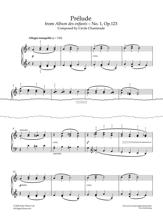 Produktgalerie: Seite 1 von 1 Prélude (No.1 from Album des enfants, Op.123), Cécile Chaminade, Klavier